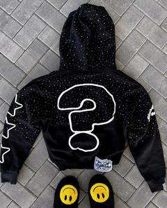 High Quality Custom 100% Cotton Zip Up Hoodies <b>Men's</b> Rhinestone Hoodie Unisex Manufacturer from Pakistan Rhinestone Hoodie - Product Image 3