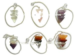 Mezcla de colgante de piedras preciosas con cordón de cuero, compra de colgantes curativos de piedras preciosas - Product Image 5