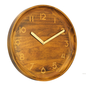 Décoration d'intérieur, horloge murale simple en bois massif pour salon, BURAQ HANDICRAFT - Product Image 5