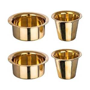 Premium Pure Brass Dabara Set Handcrafted Traditional <b>Filter</b> <b>Coffee</b> Tumbler And Saucer Vintage Golden Finish For Home & Kitchen - Product Image 5