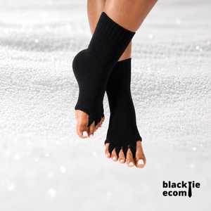 BLACKTIE BKT 1072 Organic Ribbed <b>Toe</b> Separation <b>Socks</b> Black Breathable Cotton Yoga Pilates Footwear - Product Image 6