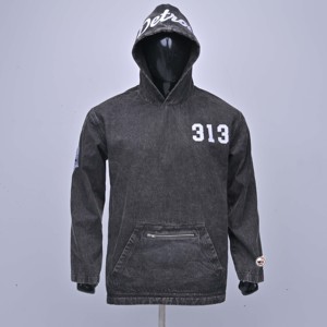 Sudadera con Capucha de Forro Polar Estampada Detroit 313 para Hombre, Oversize, Estilo Urbano Casual, con Bolsillo Frontal, Diseño Lavado Ácido, Bordado, Invierno - Product Image 1