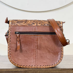 Sacs à bandoulière en cuir de vachette véritable fait main, motif floral élégant, pour femmes, sac messager à bandoulière - Product Image 5