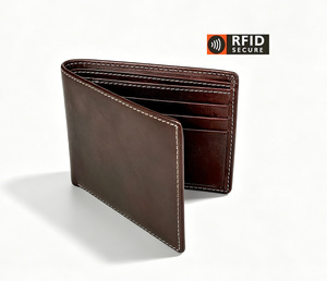 [In stock] [Retail Price] Castello Men's Bi-fold RFID Wallet Genuine Cowhide Vegetable <b>Tanned</b> Leather Black <b>Brown</b> - Product Image 1