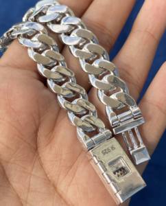 Luxury 925 Sterling Silver <b>Cuban</b> <b>Link</b> Hip Hop Party <b>Bracelet</b> with Fully Iced Out Round Cut Moissanite Diamonds for <b>Men</b> - Product Image 2