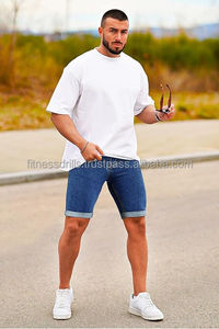 Premium Quality Men Denim Jeans Short Breathable Wholesale Fitness <b>spray</b> washed Short With Both Sides Pockets Outdoor Wear - Product Image 4