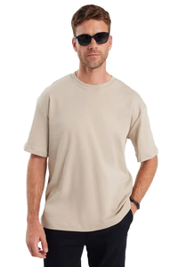 T-shirt en coton uni pour homme, coupe classique, col rond, manches courtes, jersey décontracté, design simple - Product Image 2