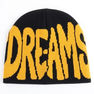 Bonnet d'hiver jacquard épais personnalisé en acrylique doux avec lettres imprimées pour le ski - Product Image 1