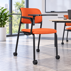 Silla de Oficina Moderna de Tela Naranja con Estructura Metálica y Ruedas para Oficina en Casa, Escuela, Dormitorio, Uso Comercial, Muebles de Oficina - Product Image 1