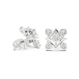Pendientes de compromiso de oro blanco de 14 quilates con diamantes cultivados en laboratorio para mujer |   Diamante Cultivado Nuevo - Product Image 6