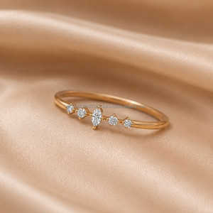 Marquise and Round Cut Lab Grown <b>Diamond</b> Engagement <b>Ring</b> Five Stone Wedding <b>Ring</b> for Women Dainty Stackable <b>Ring</b> Bridal Jewelry - Product Image 3