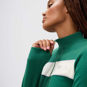 ชุดแทรคสูทคุณภาพสูง เสื้อแจ็คเก็ตครอปแบบซิป และกางเกงขายาวทรงกว้าง แต่งแถบสีตัดกัน ชุดลำลองสไตล์ Athleisure - Product Image 3