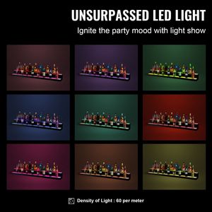 2-Tier 60-Inch <b>LED</b> <b>Lighted</b> Acrylic Commercial Home <b>Bar</b> Shelf Illuminated Whiskey Rack Stand for Liquor Bottle Display Wine Rack - Product Image 1