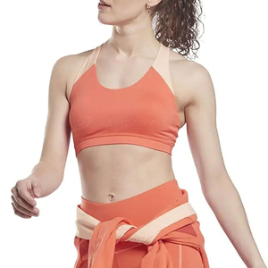 Soutien-gorge de sport Diamond Fit pour femme, dos nageur, orange uni, maintien moyen, respirant, en Spandex et Polyester, col rond, OEM - Product Image 3