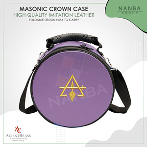 Estuche para Gorra de Maestro Masón de la Selecta Real Cifrada, de Cuero Morado con Emblema Bordado a Mano, Caja para Sombrero Masónico Ligera - Product Image 6