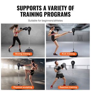 Ensemble de sacs de frappe autoportants réglables en hauteur pour adolescents et adultes, sac de frappe de boxe réflexe, support en acier, gants pour l'entraînement - Product Image 6
