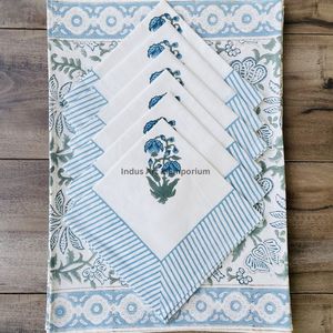Indus Art Emporium Classic Handmade Thin 100% Cotton <b>Rectangle</b> Place Mat Floral Print Geometric Border Machine Washable Home - Product Image 2