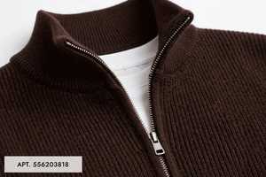 เสื้อสเวตเตอร์ถักครึ่งซิปสีน้ำตาลสำหรับผู้ชาย คอตั้งลำลอง สวมใส่สบายๆ สำหรับฤดูใบไม้ร่วง - Product Image 5