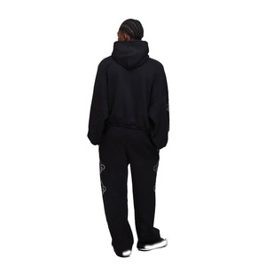 High Quality Oversized Hoodies Sets Custom Logo Streetwear Tracksuit Heavyweight 100% Cotton Fleece Loose Fit Jogger set - Product Image 3