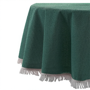 Mantel de Comedor Sofisticado 100% Algodón - Borde Bordado Moderno - Tela Decorativa de Lujo para Mesas Cuadradas y Redondas - Product Image 4