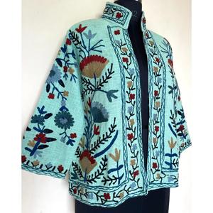 Chaqueta Bomber de Punto con Bordado Geométrico para Mujer, Manga Larga, Corta, de Algodón y Lona Ecológica - Product Image 2