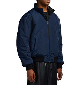 Customized 100%High Quality Avirex Navy Blue Bomber Jacket OEM/ODM Service Zipper Closure <b>Stand</b> Collar Ribbed Cuff Custom Fabric - Product Image 5