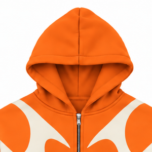 Bright Orange Contrast Panel Zip Up Hoodie Men Streetwear Full Zipper Long Sleeve Casual <b>Fleece</b> <b>Hooded</b> <b>Jacket</b> With Pockets - Product Image 3
