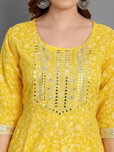 Twinfeet - Salwar Kameez Tradicional de Rayón para Mujer, 3 Piezas, Bordado, Estampado Khadi, Largo hasta la Rodilla, para Boda/Diwali/Fiesta, Primavera/Verano - Product Image 5