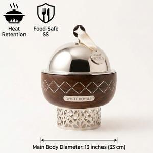 Olla para Servir con Aislamiento Térmico de Diseño Elegante, Acabado en Madera y Cromo, con Base Geométrica, para Catering de Ramadán y Eid - Product Image 5