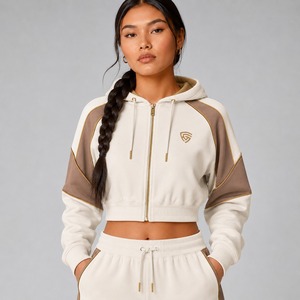 Manufacturing Customizable Color Logo All Seasons Easy Women <b>Crop</b> <b>Top</b> Hoodie Full Zip Cotton 100% Fleece Women <b>Crop</b> <b>Top</b> <b>Hoodies</b> - Product Image 3