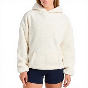 Custom Cotton French Terry 300-400g Heavyweight Pullover Womens <b>Oversized</b> Blank Plain Sweatshirt <b>Lounge</b> <b>Hoodie</b> With Pockets OEM - Product Image 1