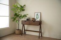 Table d'entrée étroite en bois massif de chêne de haute qualité, durable, avec 2 tiroirs de rangement, design moderne, pour salon, petit appartement 1