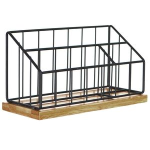 4 Section Metal Magazine <b>File</b> Rack Organizer Entryway Mail Office Bathroom Home Use-Multifunction Design - Product Image 6