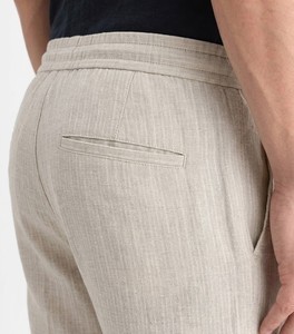 Enovate Stripped Lenin Men's Mid Waist Lightweight Breathable Summer <b>Trousers</b> with <b>Drawstring</b> Closure SLT 01 ODM - Product Image 4