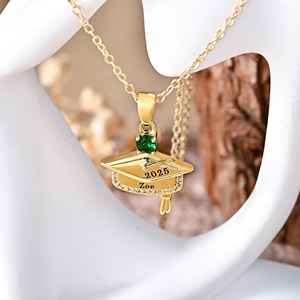 Collares de Graduación BOJ 03, Forma de Flecha Universitaria, Piedra de Nacimiento, Nombre Personalizado, Plata de Lujo, Certificado, 5 Gramos, para Graduación Personal - Product Image 2