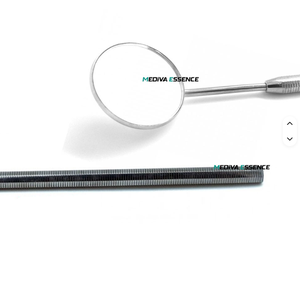 Stainless Steel Ergonomic Dental <b>Mirror</b> Round Mouth Manual Instrument with Knurled Grip for Clinic Use - Product Image 2