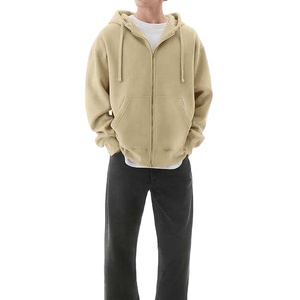 Vente flash - Sweat-shirts à capuche pour hommes tendance, coupe ample, avec deux poches personnalisées, fermeture éclair, 100% coton molletonné, prix le plus bas - Product Image 1