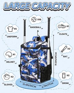Sac à dos de sport Roziv pour équipe professionnelle de baseball, couleur unie, grande capacité, construction robuste en polyester - Product Image 2