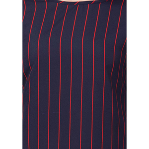 Women's Navy <b>Red</b> Stripe Three Quarter Sleeve O Neck Casual <b>Top</b> Regular Fit Woven Polyester Cotton Breathable All Seasons - Product Image 3
