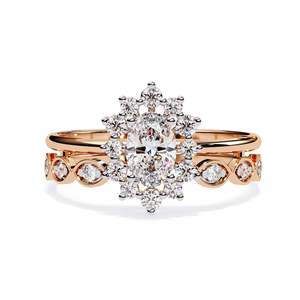Anillo de compromiso moderno con diamante solitario cultivado en laboratorio, doble banda, 0.67 ct, claridad VVS/VS, certificado IGI, oro amarillo, blanco y rosa de 9K - Product Image 2