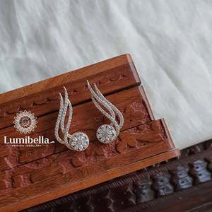 Vintage Number Stud <b>Earrings</b> 18K Gold Plated with Zircon <b>Pearl</b> <b>Diamond</b> - Product Image 1