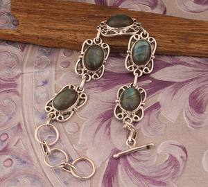 Bracelet en labradorite fait main, argent sterling 925, pierre précieuse naturelle bleu-vert, bracelet pour femme, bijoux tendance, cadeau - Product Image 2