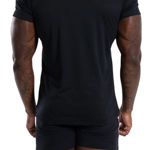 T-shirt de sport noir pour homme en coton premium, col rond, performance, entraînement en salle de sport, fitness, décontracté, à porter au quotidien - Product Image 5