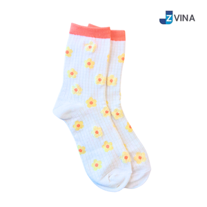 JZVINA Floral Crew <b>Socks</b> <b>Women</b> Cotton Spandex Breathable Knitted Spring Daily Wear <b>Socks</b> - Product Image 3