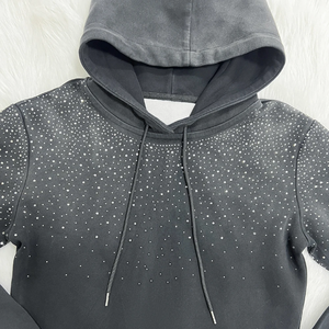 Sudadera con Capucha para Hombre, Estilo Vintage, de Felpa Francesa, con Logotipo Personalizado en Serigrafía con Pedrería, Lavado Ácido, Efecto Desgastado por el Sol, Talla Grande, Algodón Grueso - Product Image 4