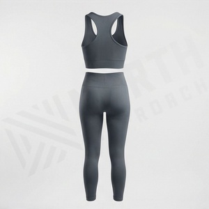 Ropa Deportiva Personalizada sin Costuras para Mujer, Top Deportivo Acanalado, Conjunto para Entrenamiento, Running, Yoga, Gimnasio, Ropa Atlética Femenina - Product Image 2