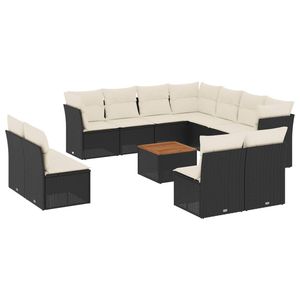 Black And Cream Garden <b>Sofa</b> Set With Cushions <b>Outdoor</b> <b>Rattan</b> Furniture Contemporary Design Waterproof UV Resistant Pe <b>Rattan</b> - Product Image 2