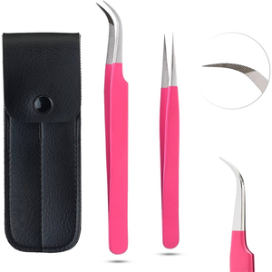 แหนบขนตาปลอมด้ามเงินสีดำกล่องสีชมพูแยกขนตาปลอมฉลากส่วนตัว - Product Image 6