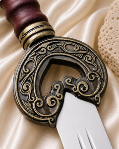 Réplique d'épée de fantaisie artisanale en acier inoxydable avec manche en bois orné et plaque murale en bois, couteau de combat/camping OEM - Product Image 4