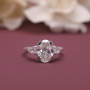 IGI Certified Lab Grown Oval <b>Diamond</b> Three Stone Engagement <b>Ring</b> 14K White /Rose And Yellow Gold Oval Cut <b>Diamond</b> <b>Ring</b> for Women - Product Image 1